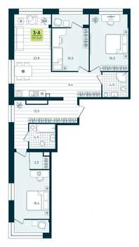 3-к квартира, вторичка, 107м2, 14/15 этаж
