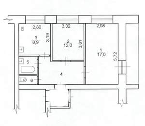 2-к квартира, вторичка, 51м2, 2/3 этаж