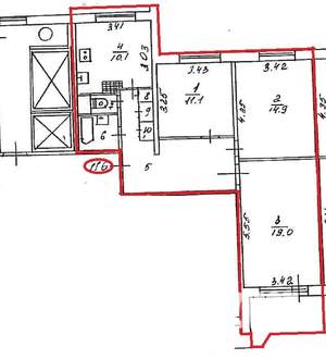 3-к квартира, вторичка, 76м2, 14/16 этаж